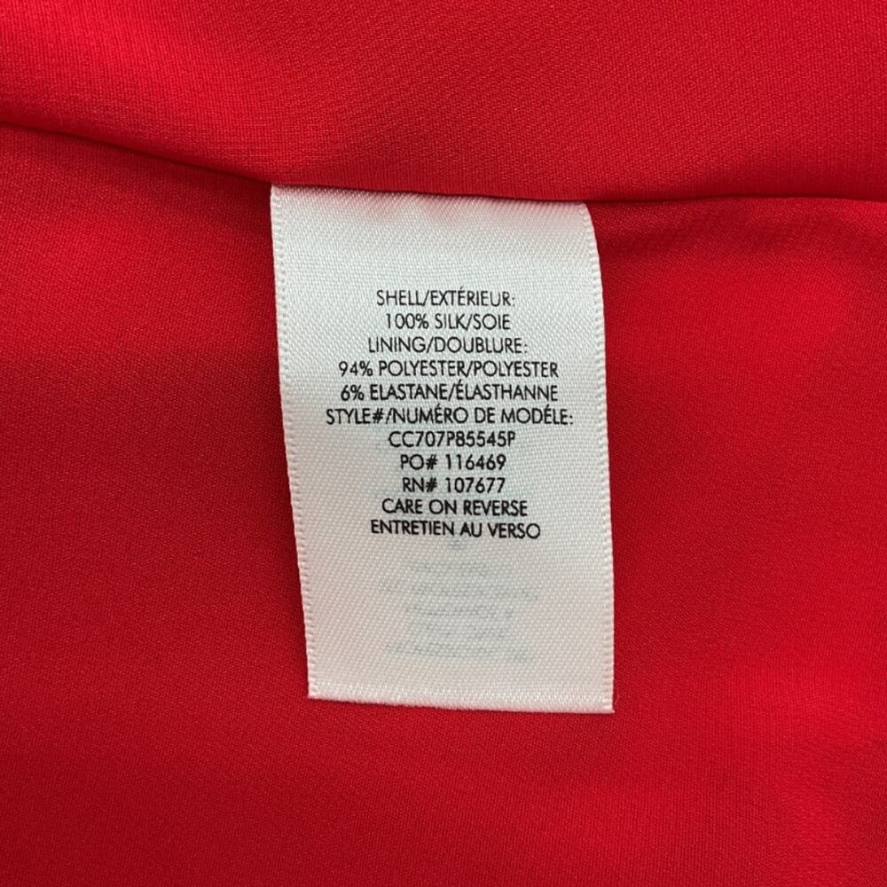 Alice And Olivia Vibrant Red Floral Tie Neck Ruffle Hem Dress Size XS - Picture 5 of 6